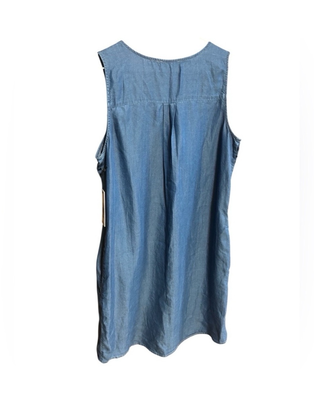 Blue Embroidered Sleeveless Denim chambray 100% Tencel Dress - Picture 4 of 7